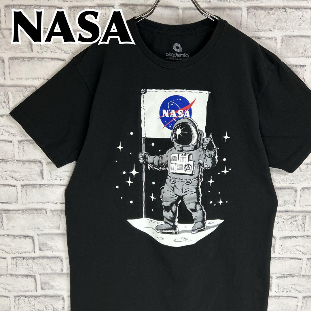 NASA ナサ 宇宙飛行士 月面 フラッグ 宇宙服 企業 Tシャツ 半袖 輸入品 春服 夏服 海外古着 企業 会社 宇宙 スペース 航空宇宙局_画像1
