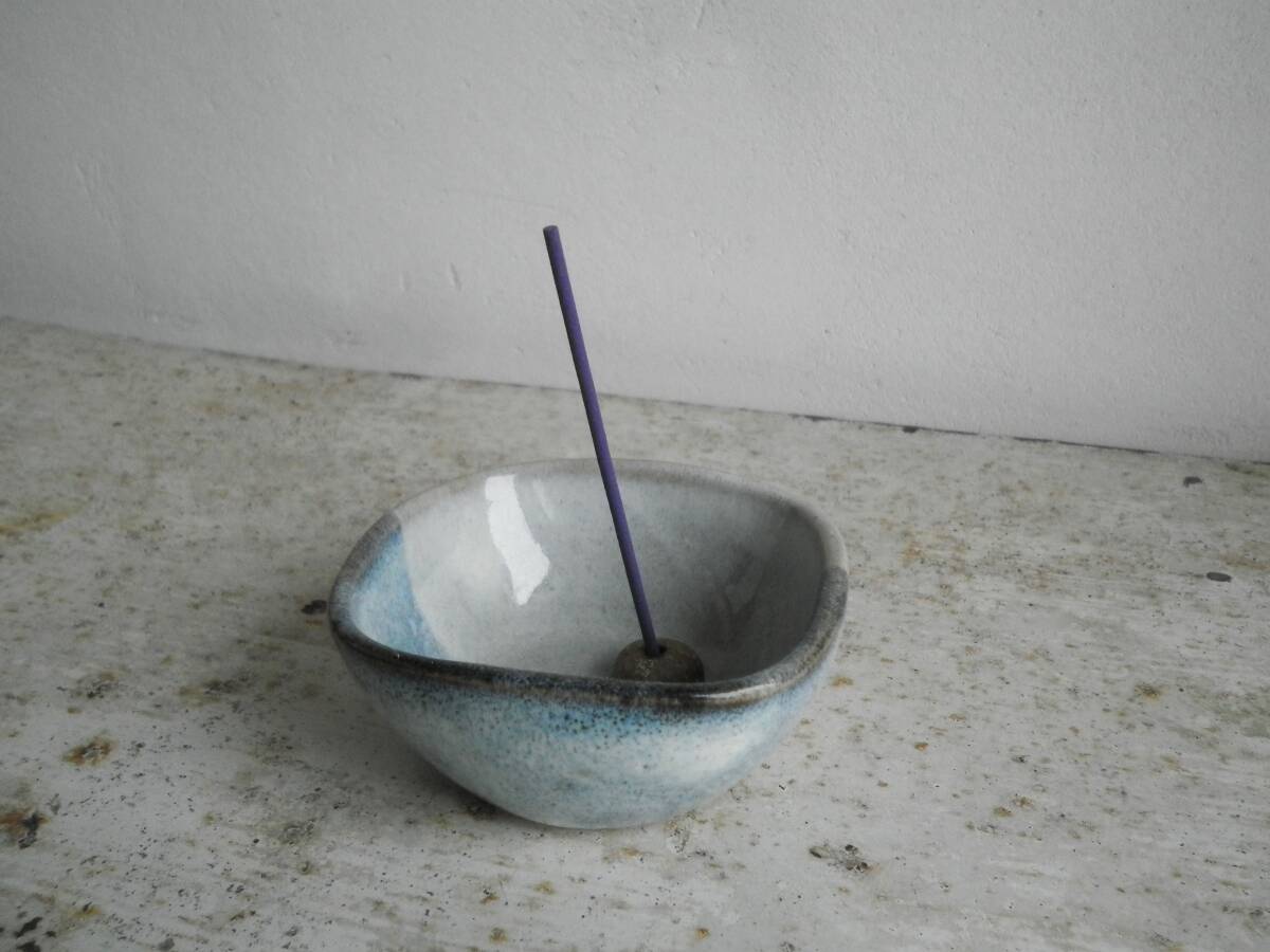  Mashiko .* small bowl * blue * old * retro * ceramics * censer * ceramics city * blue group * fragrance *. establish 