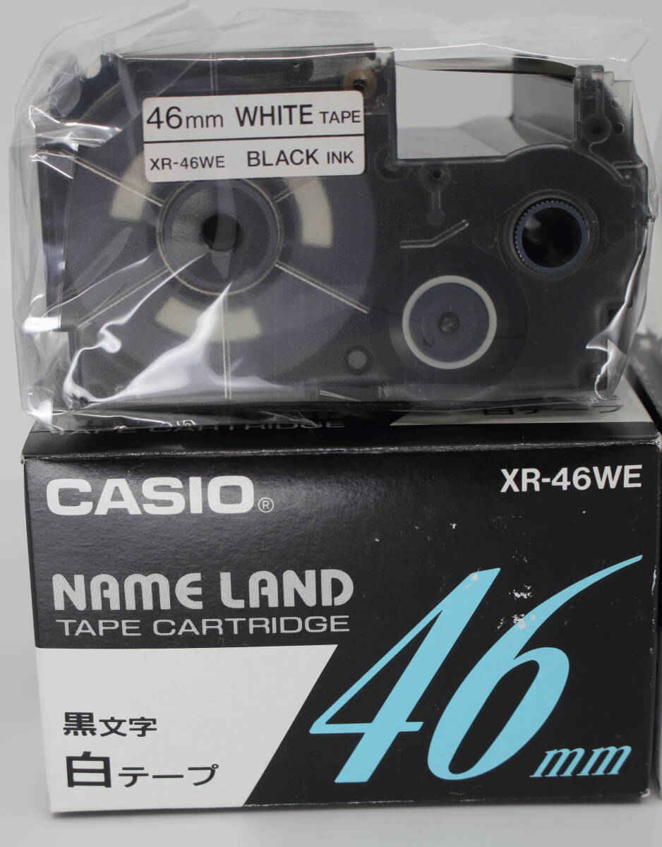 純正　CASIO　ネームランド 　テープカートリッジ　46mm XR-46WE 黒文字白テープ　4本セット_画像2