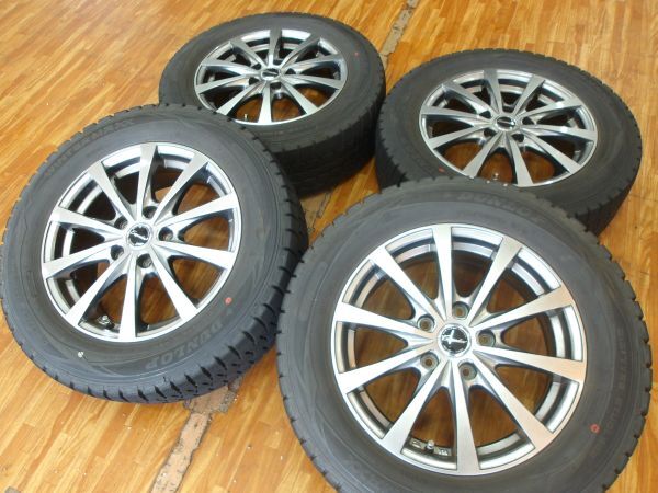 O 送料無料 美品 バリ山 即納 ダンロップ スタッドレス 16 5H114.3 6.5J+53 215/60R16 オデッセイ ヴェゼル CX-3 エスティマ ティアナ_画像1