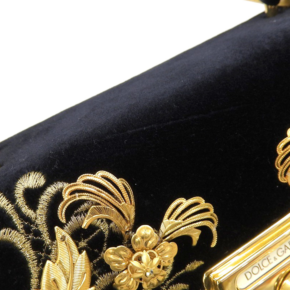  очень красивый товар с биркой Dolce & Gabbana 2018 год Gold цветок bell спальное место wellcome 2way верх руль плечо ручная сумочка чёрный 
