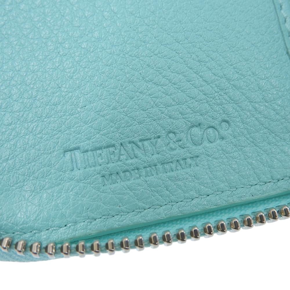  очень красивый товар Tiffany Tiffany & Co. действующий Logo кожа раунд застежка-молния двойной бумажник карта ×3 листов мульти- кейс 