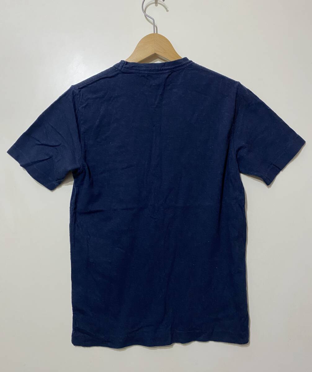 ★ 45rpm 半袖 Tシャツ ネイビー 紺色 2 インディゴ 製品染め ハート プリント コットン の画像2