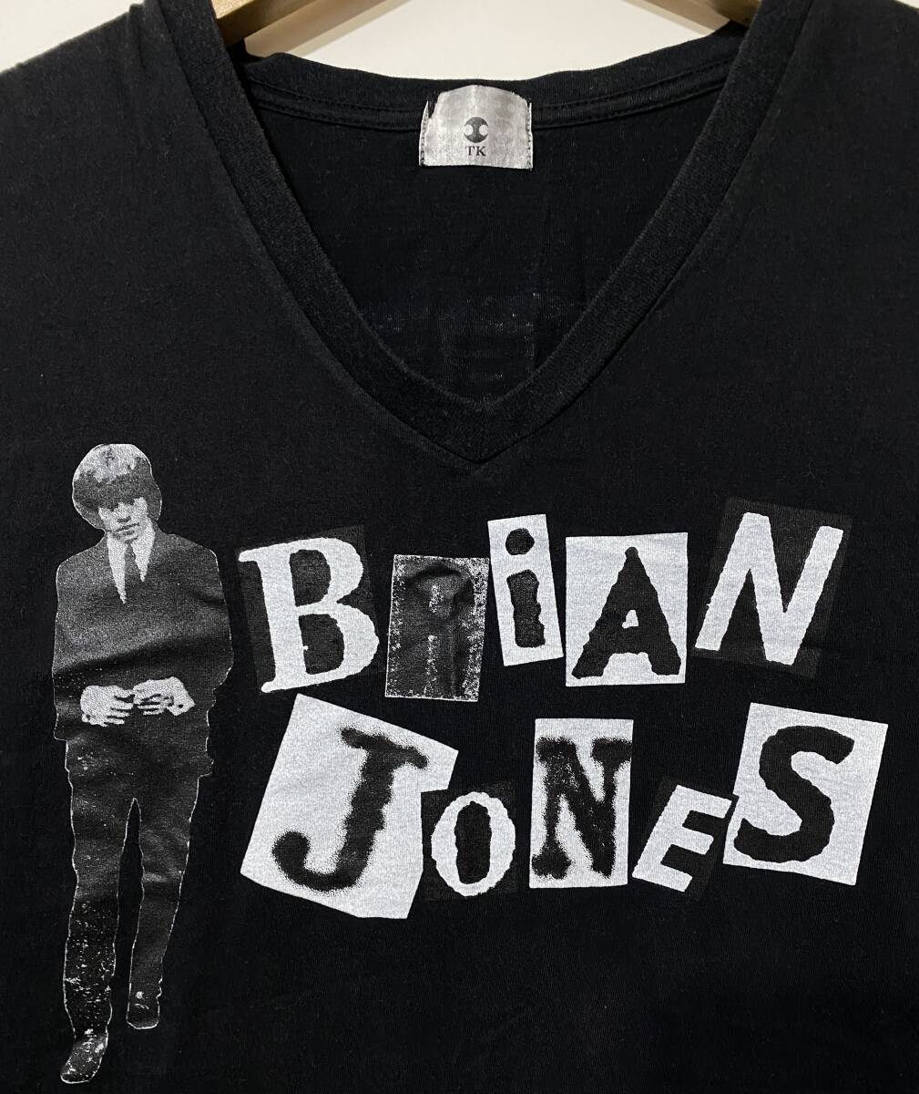 * TK short sleeves V neck T-shirt black black Brian Jones low ring Stone z collaboration BRiAN JONES THE ROLLING STONES