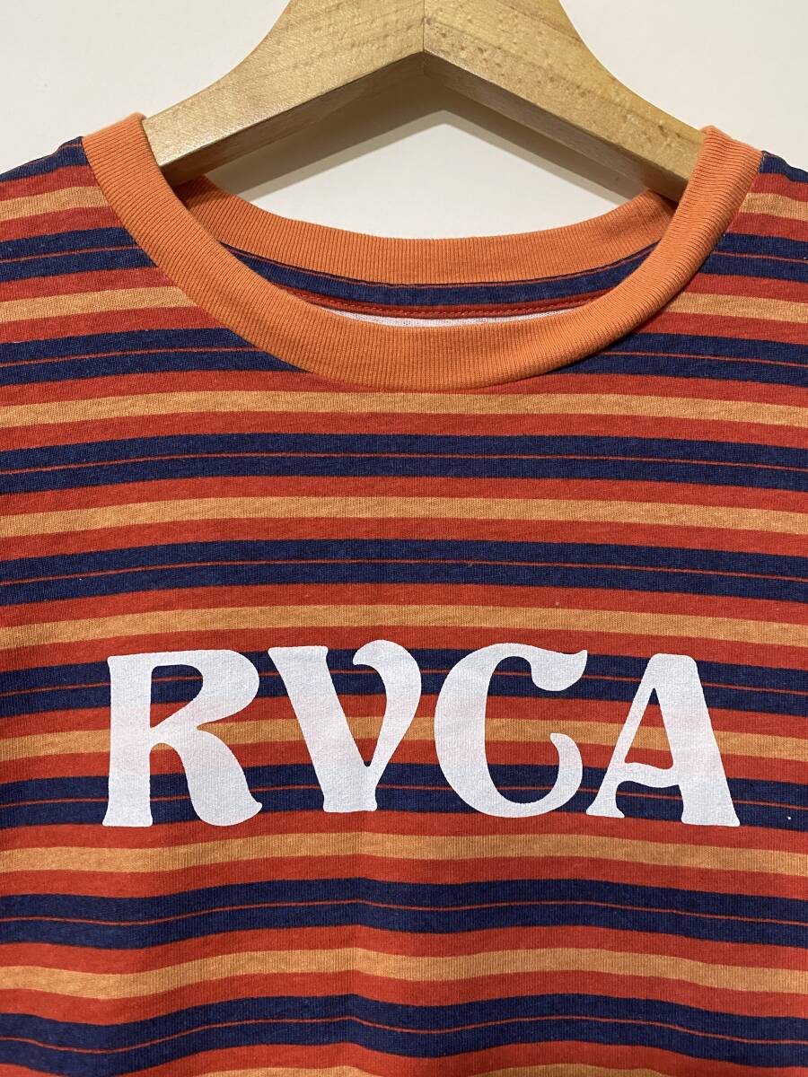 ★ RVCA ...  короткие рукава   мульти  цвет   полосатый    короткие рукава  ... гриф   хлопок    футболка  S  оранжевый   военно-морской флот   лого   принт  ... кузов  ... мех 