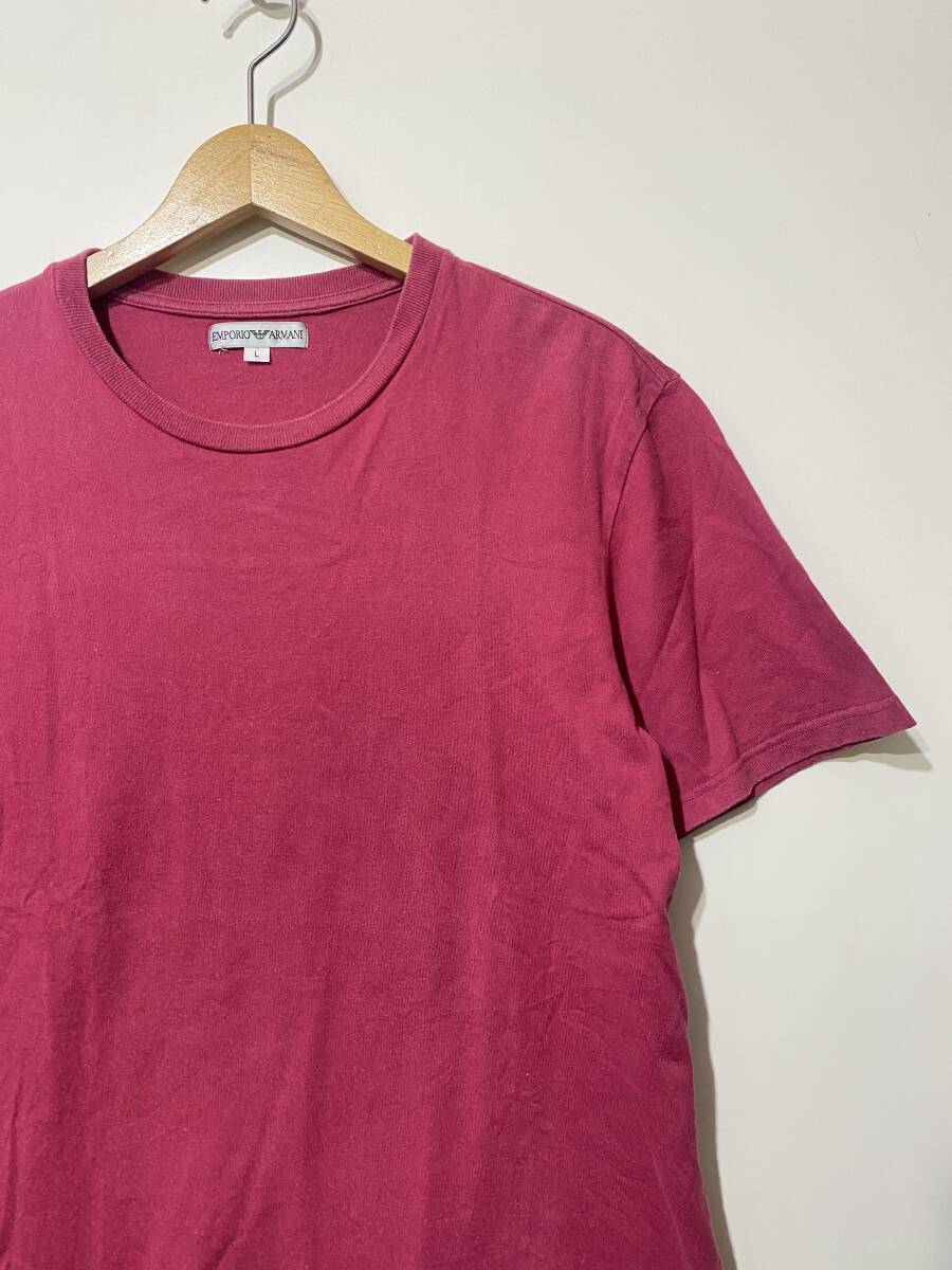 ★ EMPORIO ARMANI バックプリント 半袖 Tシャツ ピンク L 日本製 ジョルジオアルマーニ _画像3