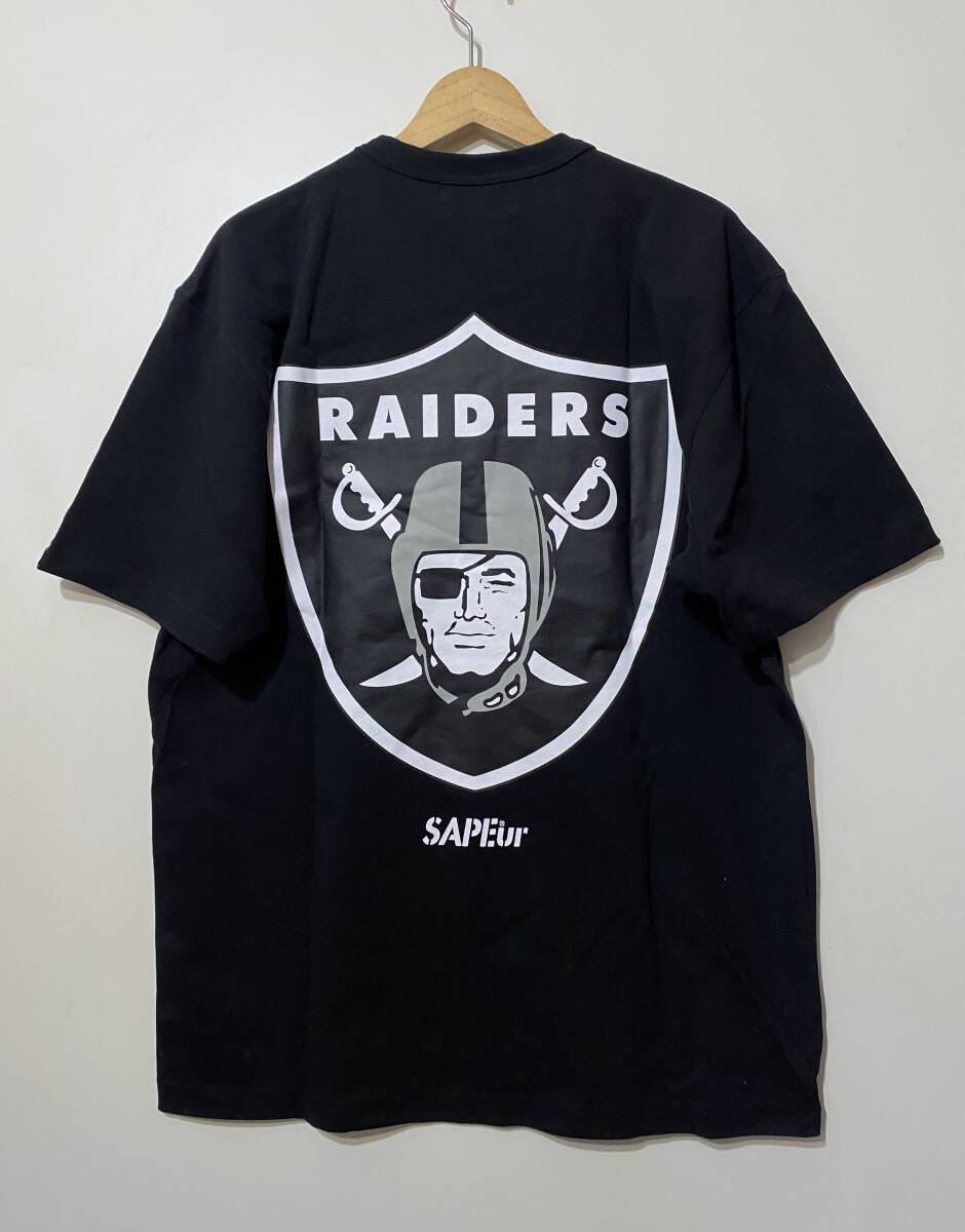 ★ SAPEur × NFL RAIDERS コラボ サプール レイダース 半袖 Tシャツ 黒 ブラック L バインダーネック