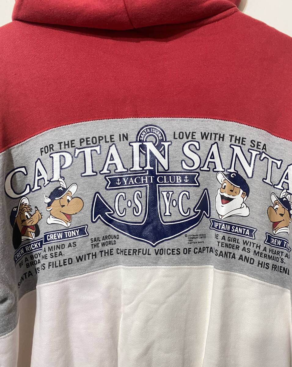 ★ CAPTAIN SANTA スウェット フルジップ パーカー 赤 グレー 白 M ジップアップ フーディー アンカー YACHT CLUB 日本製 JMD_画像9