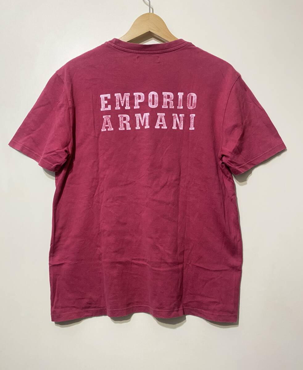 ★ EMPORIO ARMANI バックプリント 半袖 Tシャツ ピンク L 日本製 ジョルジオアルマーニ _画像1