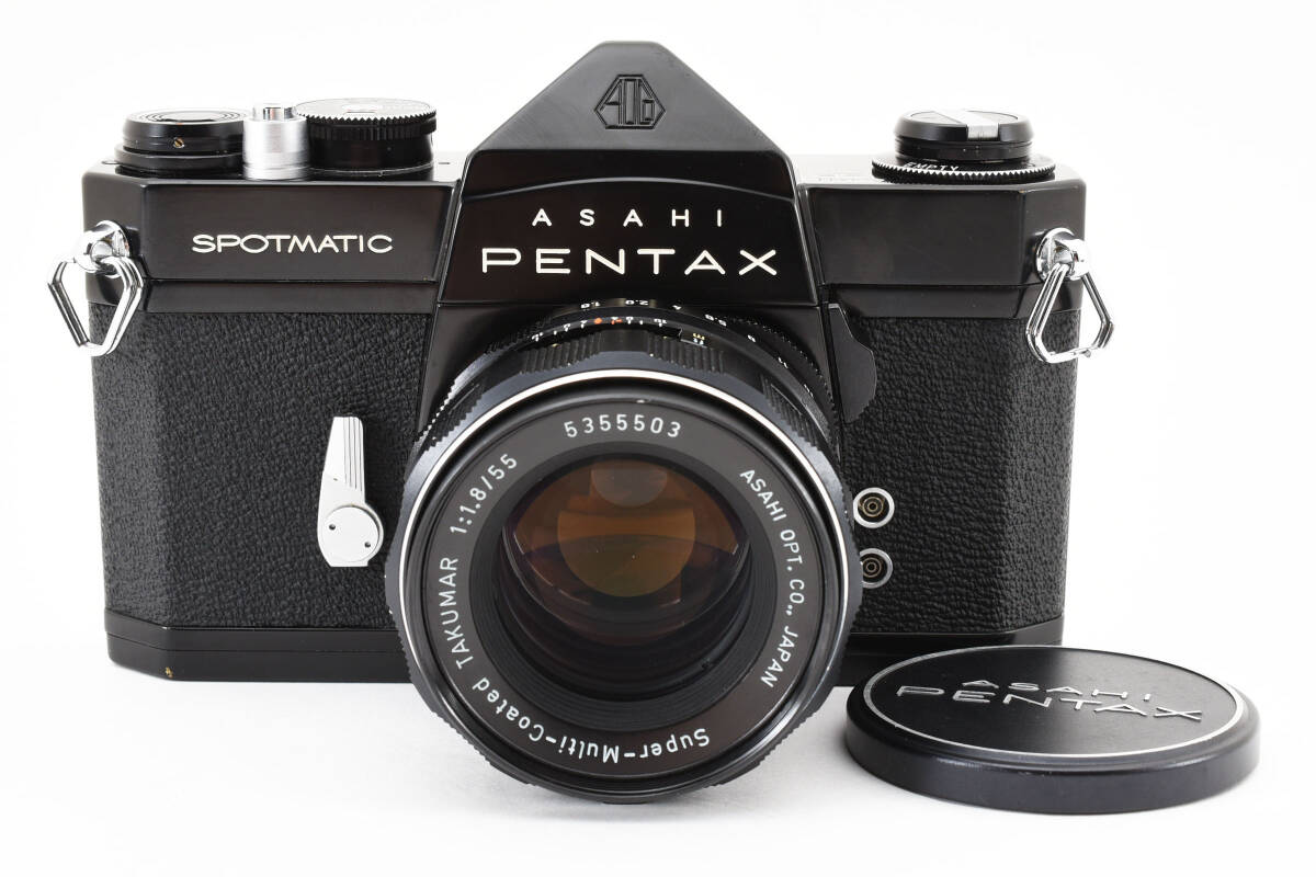 [良品]ペンタックス PENTAX SP SPOTMATIC 一眼レフ 35mm フィルムカメラ ブラック 黒 + 55mm f/1.8 2088884_画像1