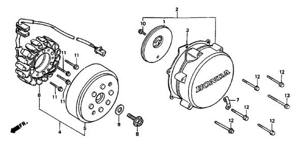 MC20 純正 クラッチ O/H 8点 VT250 スパーダ MC25 ゼルビス VT250F クラッチディスク R,クランクカバーガスケット MC15 VT250F .kbv/kaz+_MC20　Ｅ-8　ジェネレーター