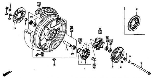 NC31 純正 リア ホイルダンパー CB400SF スーパーフォア リヤ ハブ ダンパー NC36 CB400 FOUR リヤ― ホイール ダンパーセット .my9の画像2