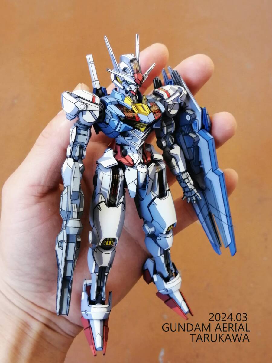 プラモデル ガンプラ【完成品】HG ガンダム エアリアル 『水星の魔女』★アニメ塗り・イラスト風模型★-04-_画像1