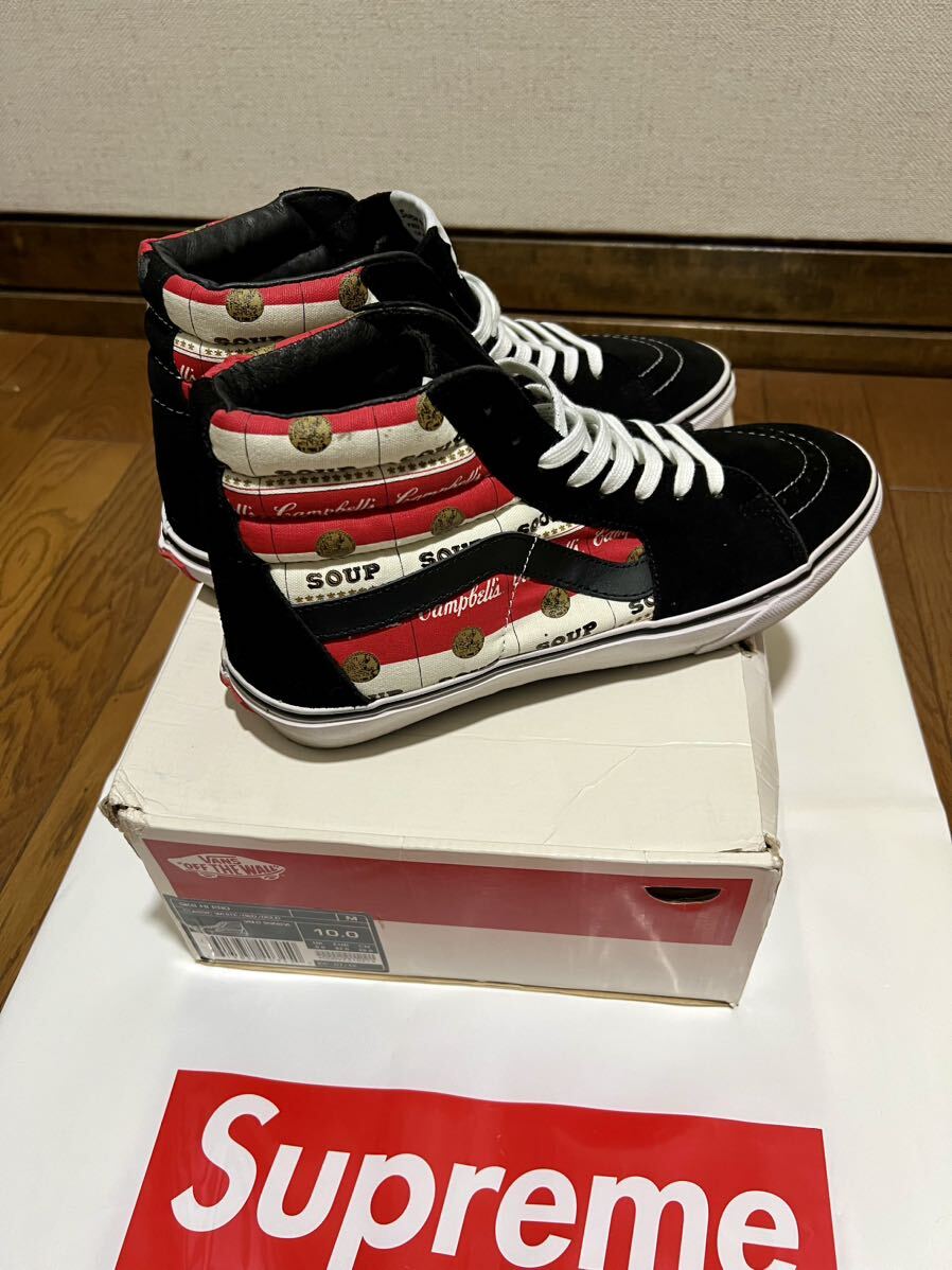 【正規品】Supreme シュプリーム Vans バンズ 12SS SK8 HI スケート Campbell's Soup キャンベル US10 28.0cm 極美品Box logo North Nike_画像3