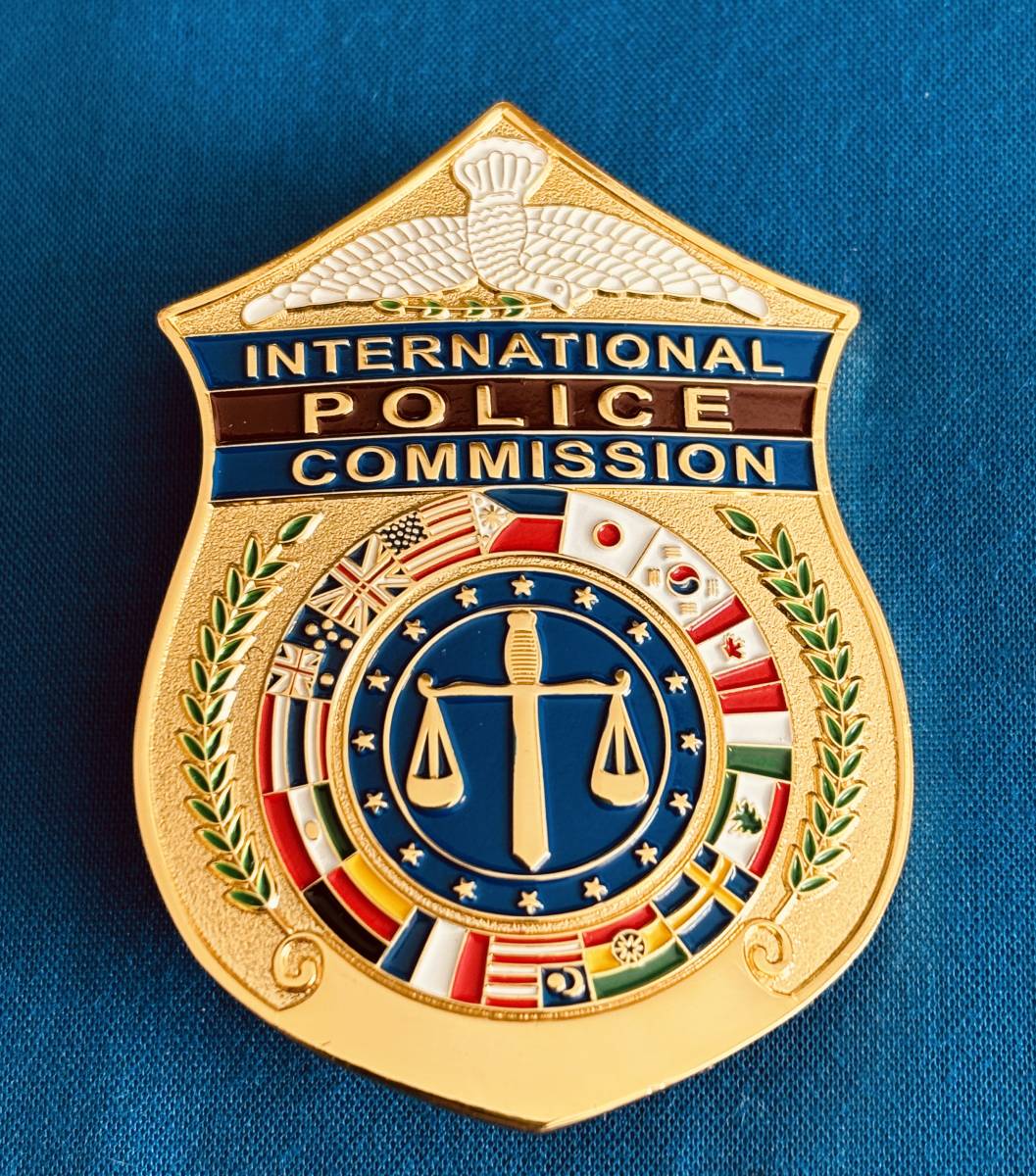 ポリスバッジ レプリカ アメリカンポリス INTERNATIONAL POLICE COMMISSION　バッジホルダー付_画像2