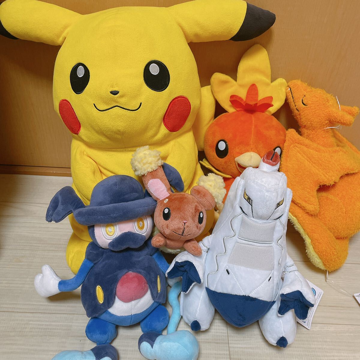 ポケモン ぬいぐるみ セット ピカチュウ アチャモ ミミロル ジェラルドン リザードン バリコオル ポケモンセンター TOMYホビー 当時物の画像1