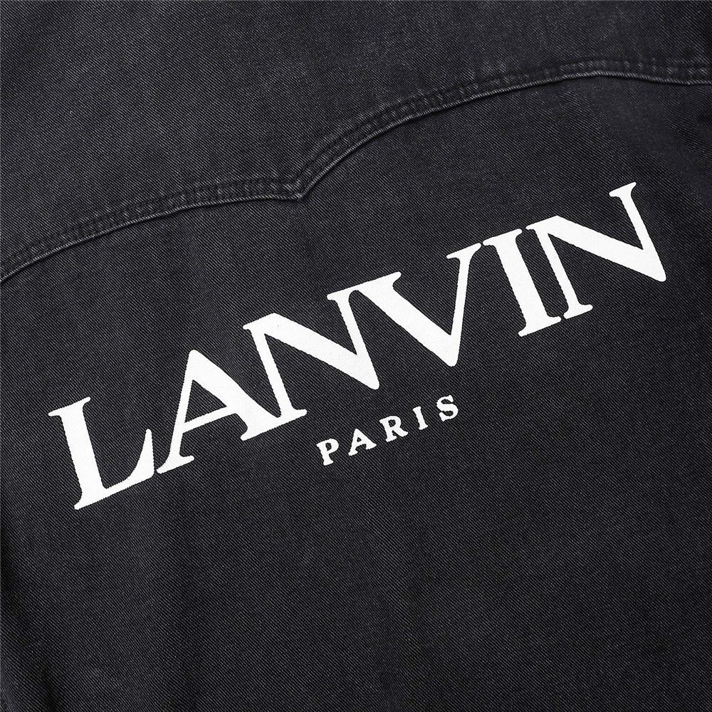 LANVIN(ランバン)デニムジャケット 革服 黒 長袖 アウター ファッション メンズ トップス デニム Lサイズの画像7