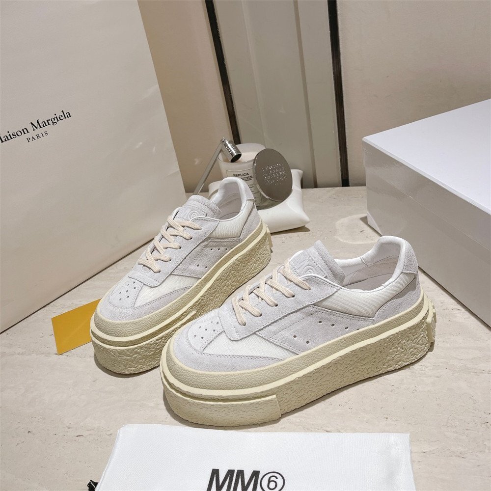 メゾンマルジェラ Maison Margiela MM6 本革 シューズ レディース 白 靴 厚底 疲れない カジュアル shoes レースパップ 240mmの画像6