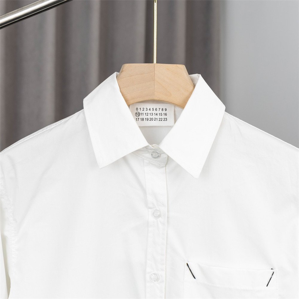 メゾンマルジェラ Maison Margiela ブラウス シャツ レディース メンズ 胸ポケット付き 白 おしゃれ ファッション 簡約 長袖シャツ Mサイズ_画像4