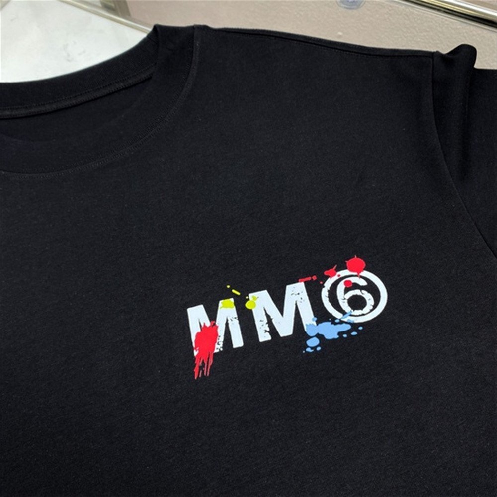 Maison Margiela mm6 メゾン マルジェラ 半袖 Tシャツ グラフィティ トップス 夏 カットソー 男女兼用 ブラック Lサイズ_画像4