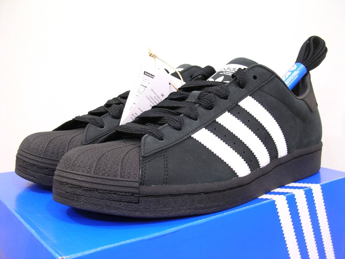 新品 adidas SUPERSTAR 黒白ヌバックレザー US11 29cm 完売モデル 天然皮革 アディダス スーパースター ID0996 ブラックXホワイト_画像4