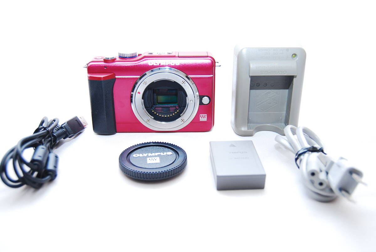 ★美品 オリンパス OLYMPUS PEN E-PL1s ミラーレス一眼 ボディレッド★