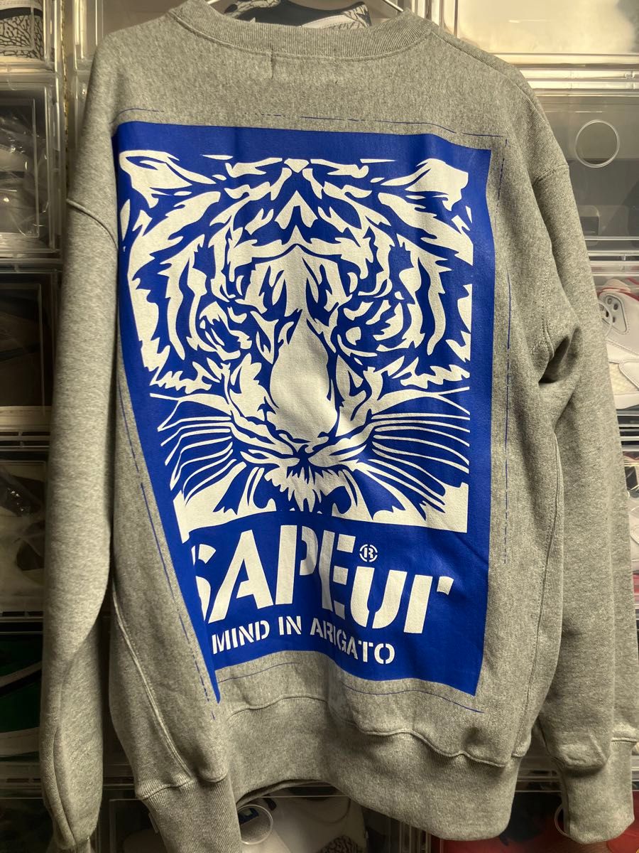 SAPEur タイガー バックプリント スウェット XL レオパード グレー 灰 SAPEur タイガー バックプリント スウェット XL レオパード