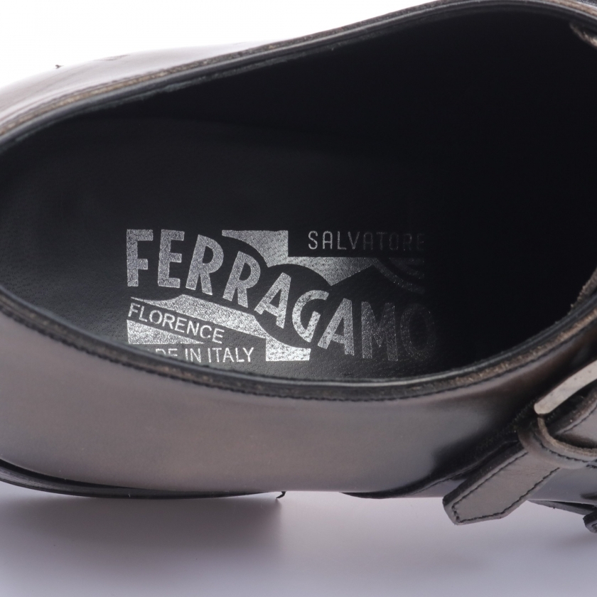 サルヴァトーレフェラガモ Salvatore Ferragamo ドレスシューズ レザー ダークブラウン ダブルモンクストラップ メンズ 中古