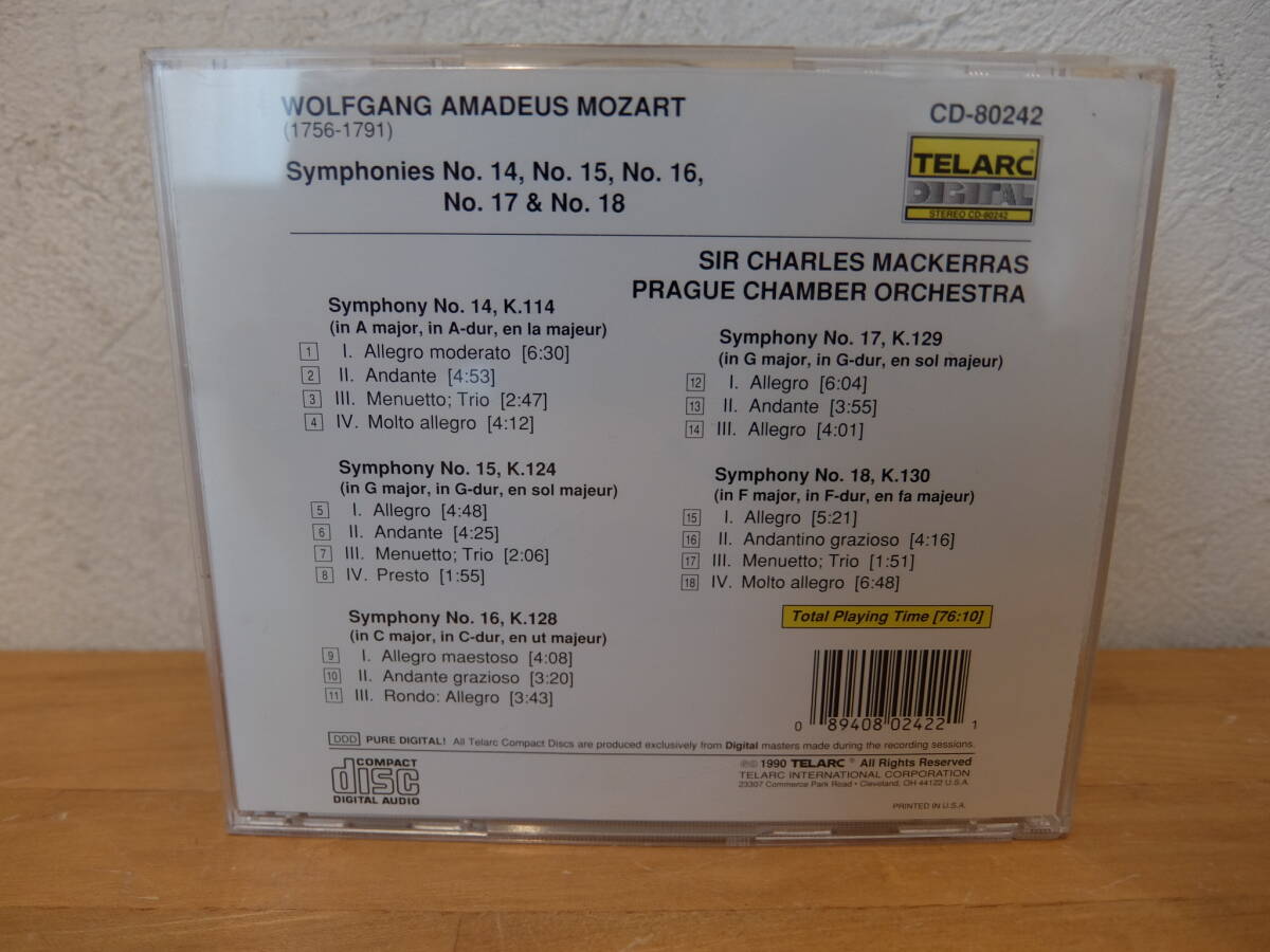 CD　モーツァルト　交響曲第14番～18番　マッケラス　米盤_画像2