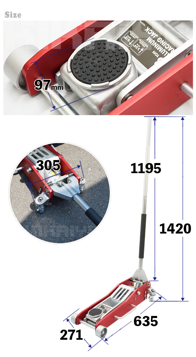 ガレージジャッキ 3.0トン ローダウンジャッキ フロアジャッキ アルミジャッキ 油圧ジャッキ 低床 軽量タイプ（個人様は別途送料）_画像6