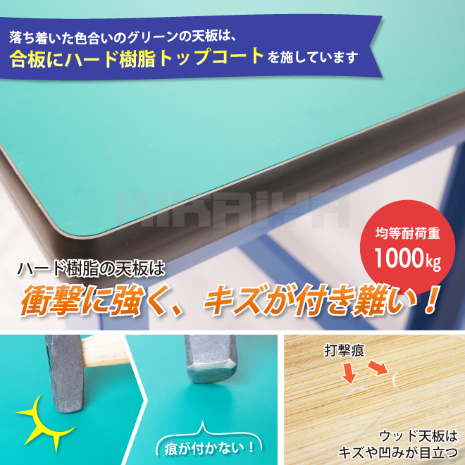 作業台 1000kg 中量 W1530xD655xH885mm ワークテーブル ワークベンチ（個人様は営業所止め）の画像4