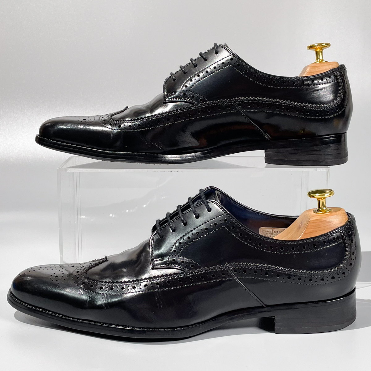 即決 REGAL リーガル ウイングチップ フルブローグ ブラック 黒 メンズ 本革 レザー 革靴 25.5cm ビジネスシューズ フォーマル A1915_画像6
