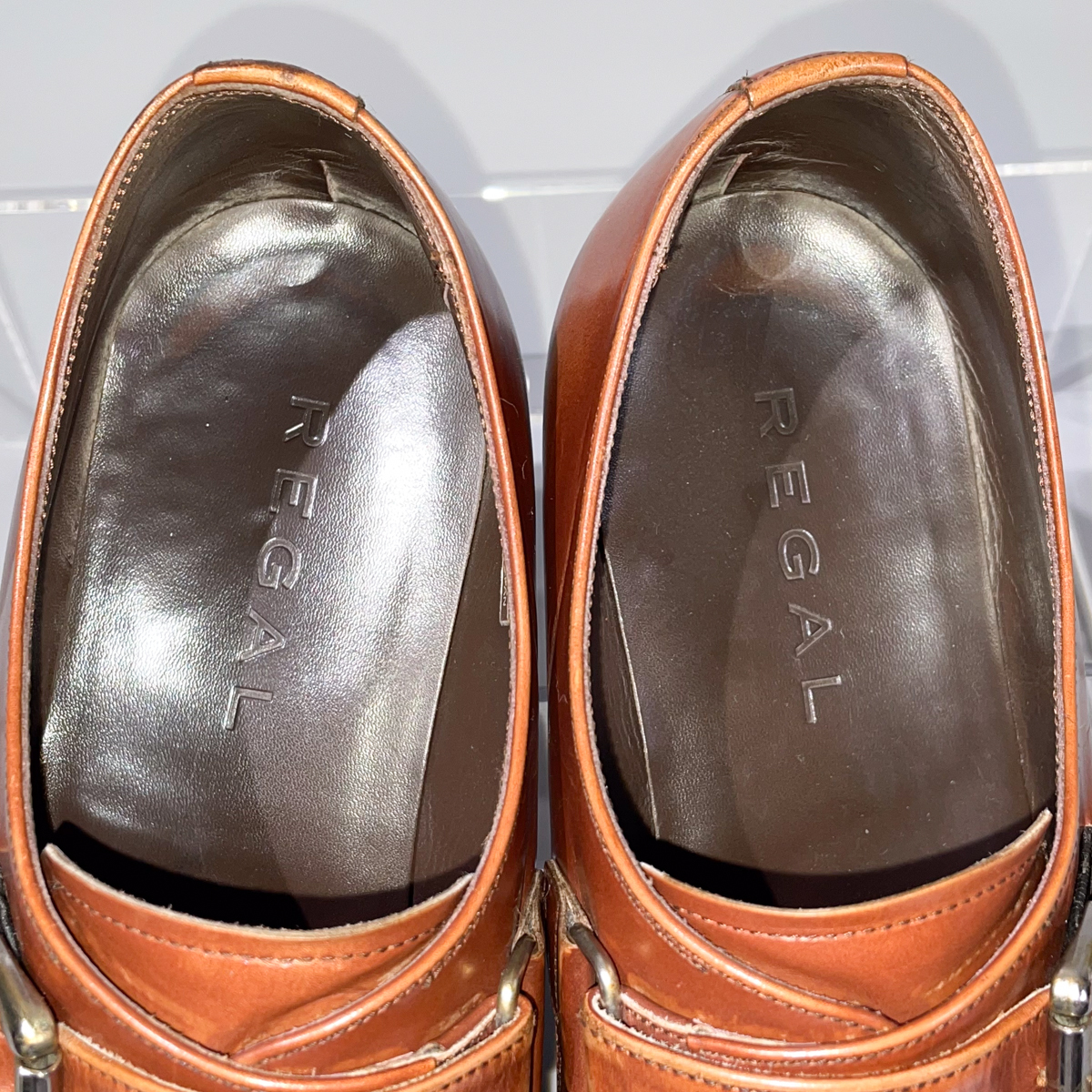 即決 REGAL リーガル モンクストラップ スワールトゥ ブラウン 茶色 メンズ 本革 レザー 革靴 25cm ビジネスシューズ 紳士靴 A1907_画像8