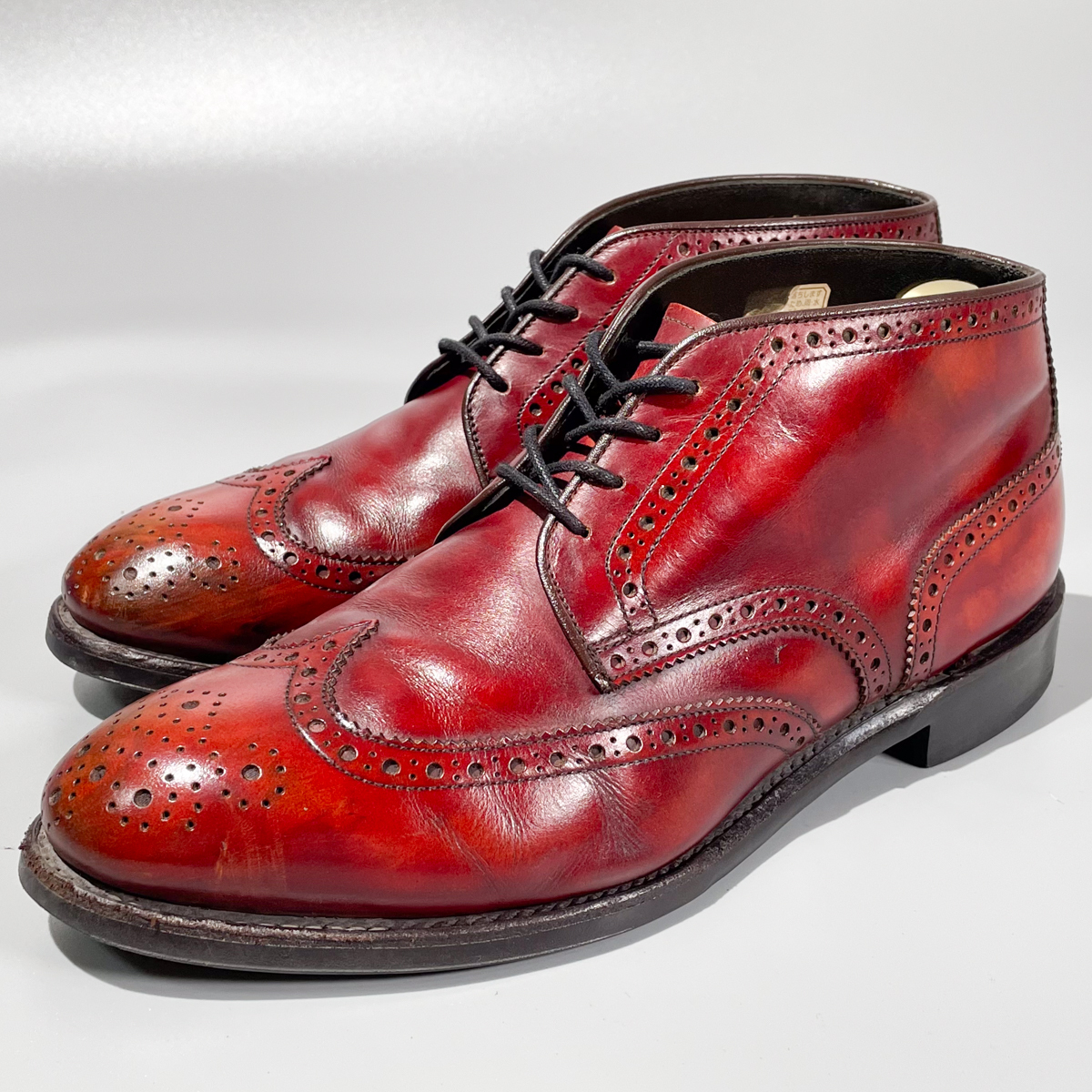 即決 REGAL リーガル ショートブーツ ウイングチップ ハイカット バーガンディ 赤茶色 メンズ 本革 革靴 25.5cm ビジネスシューズ A1892_画像1