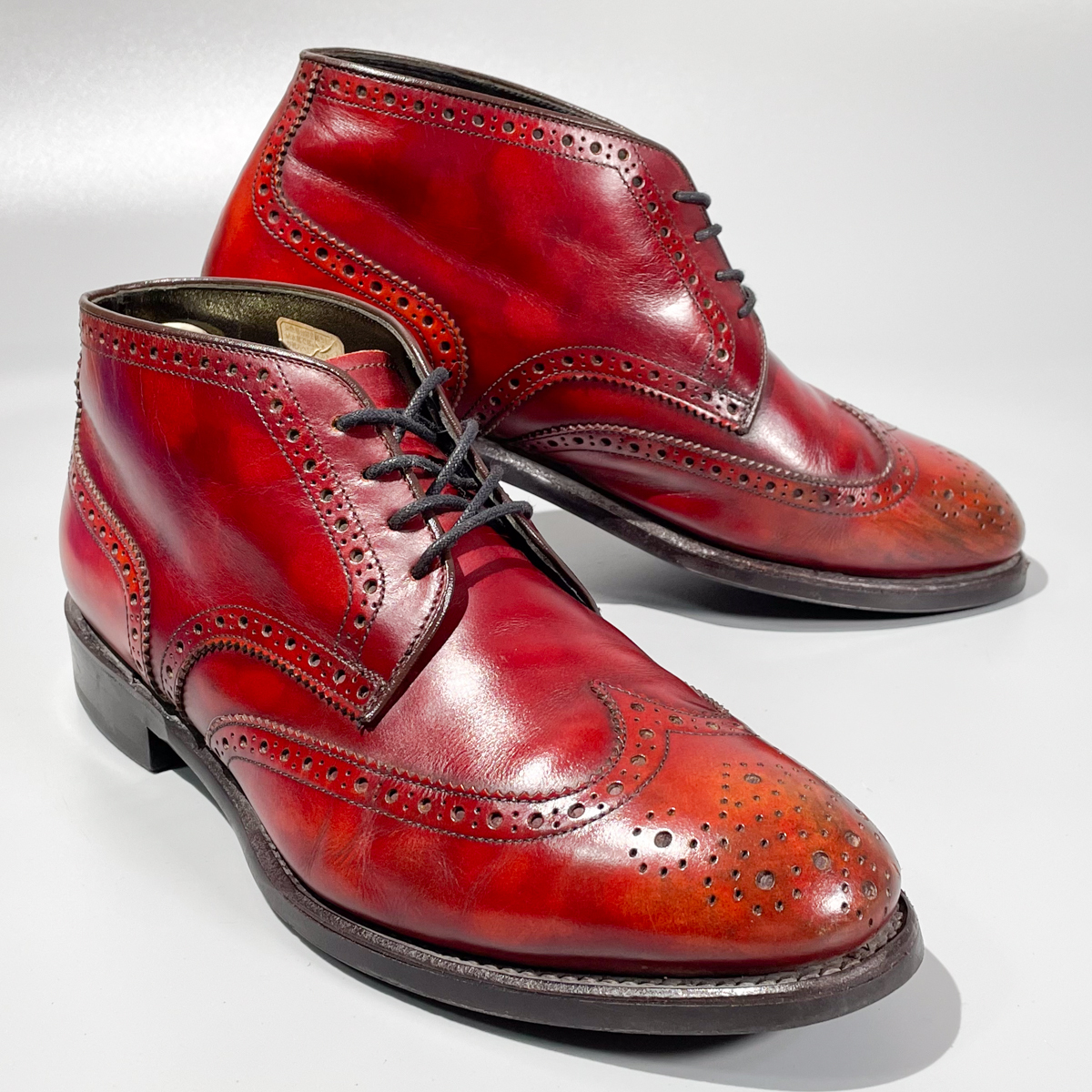 即決 REGAL リーガル ショートブーツ ウイングチップ ハイカット バーガンディ 赤茶色 メンズ 本革 革靴 25.5cm ビジネスシューズ A1892_画像2