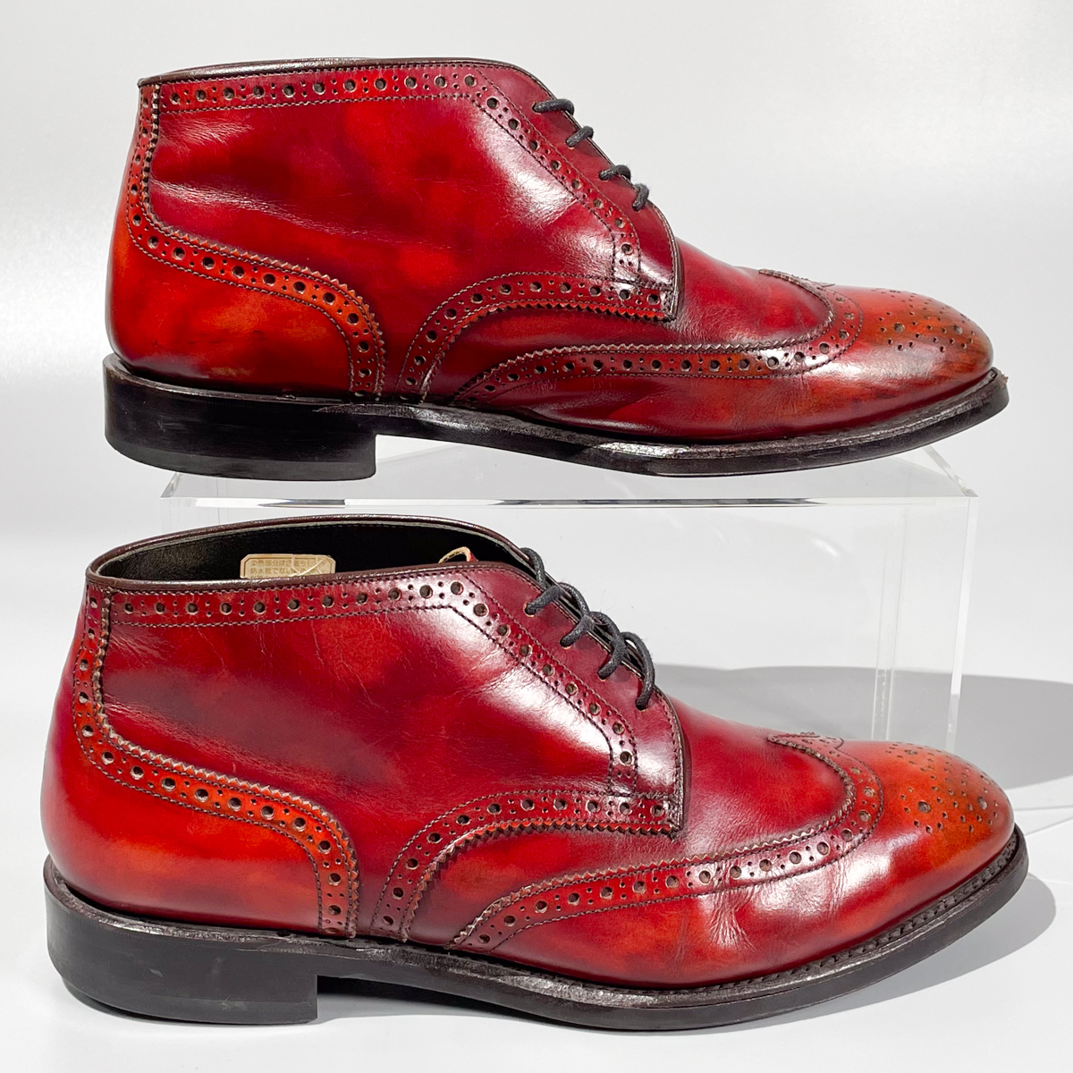 即決 REGAL リーガル ショートブーツ ウイングチップ ハイカット バーガンディ 赤茶色 メンズ 本革 革靴 25.5cm ビジネスシューズ A1892_画像5