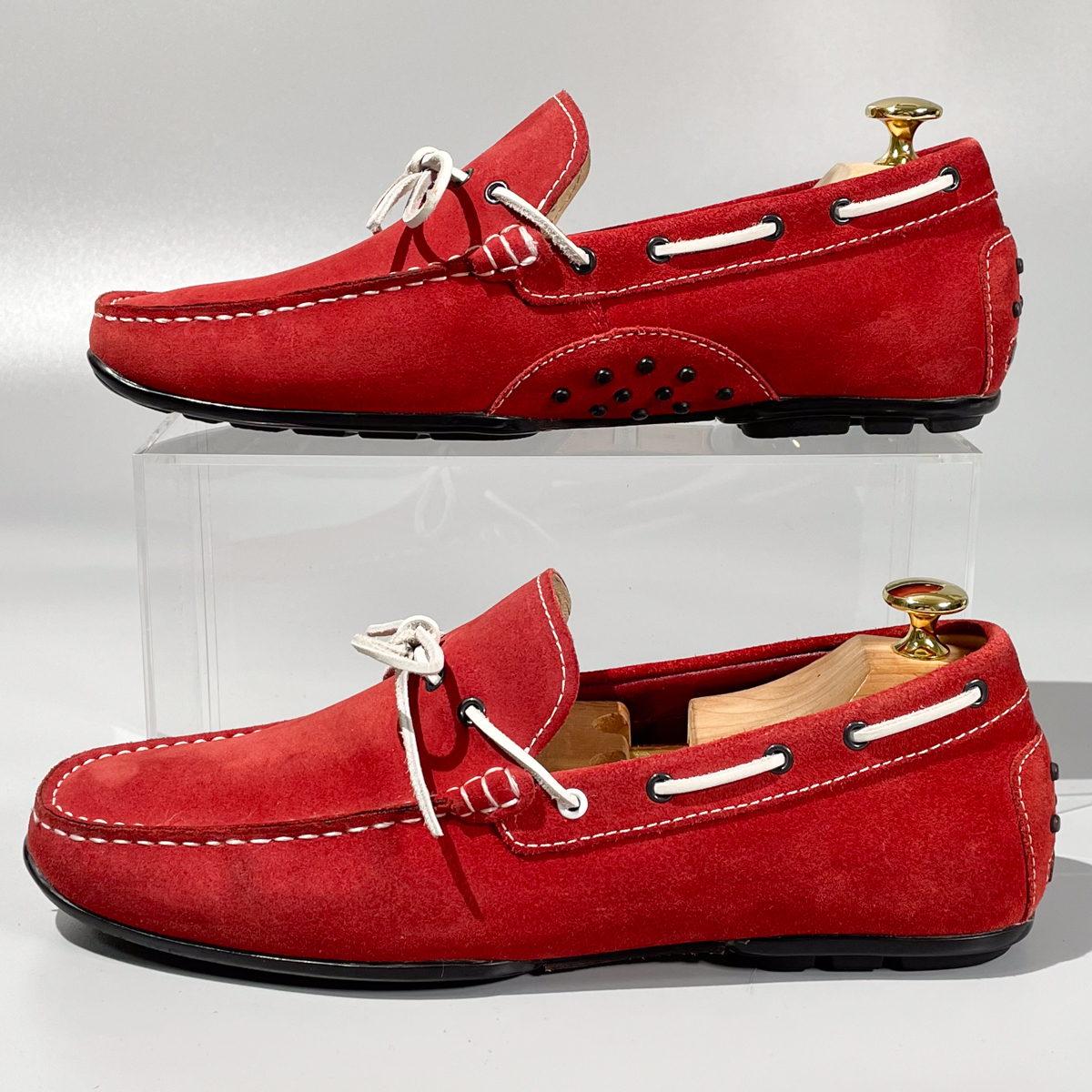 即決 REGAL リーガル ドライビングシューズ ローファー レッド 赤 メンズ 本革 スエードレザー 革靴 25cm カジュアルシューズ 紳士靴 A1893の画像6