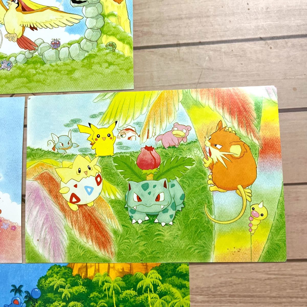 レア　旧裏　ポケモン　サザンアイランド　ポストカード　4枚セット　ふくやまけいこ ポケットモンスター 絵葉書 イラスト ピカチュウ