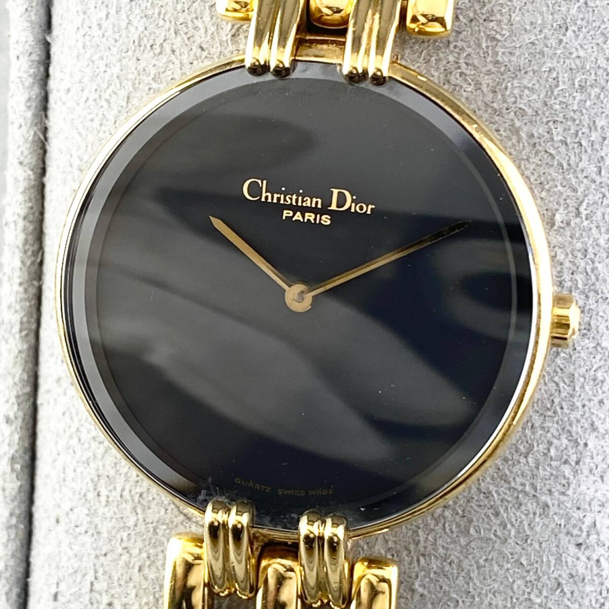 【1円〜】Christian Dior クリスチャン ディオール 腕時計 レディース バギラ 46-154-2 ブラックムーン ゴールド 可動品_画像1