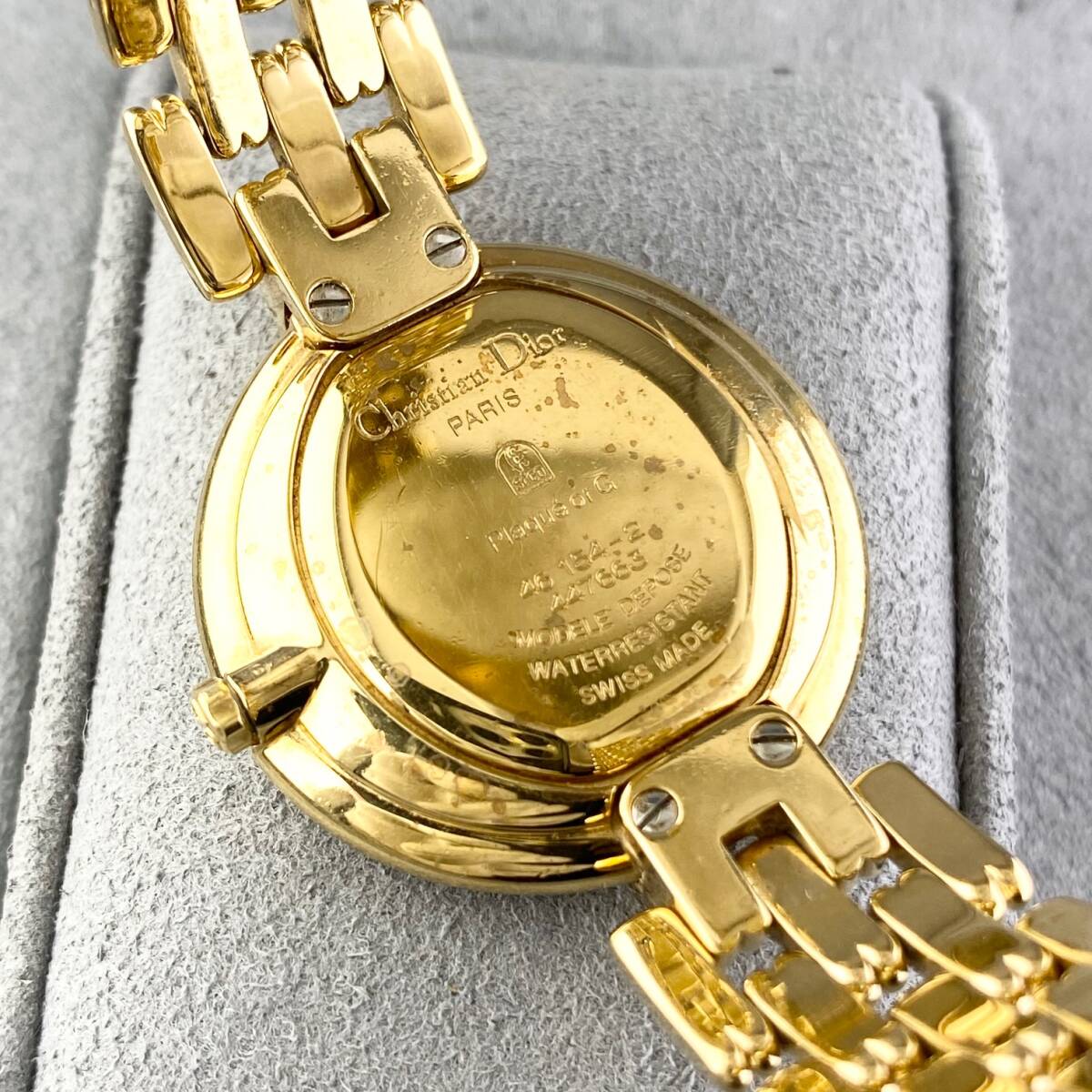 【1円〜】Christian Dior クリスチャン ディオール 腕時計 レディース バギラ 46-154-2 ブラックムーン ゴールド 可動品_画像6