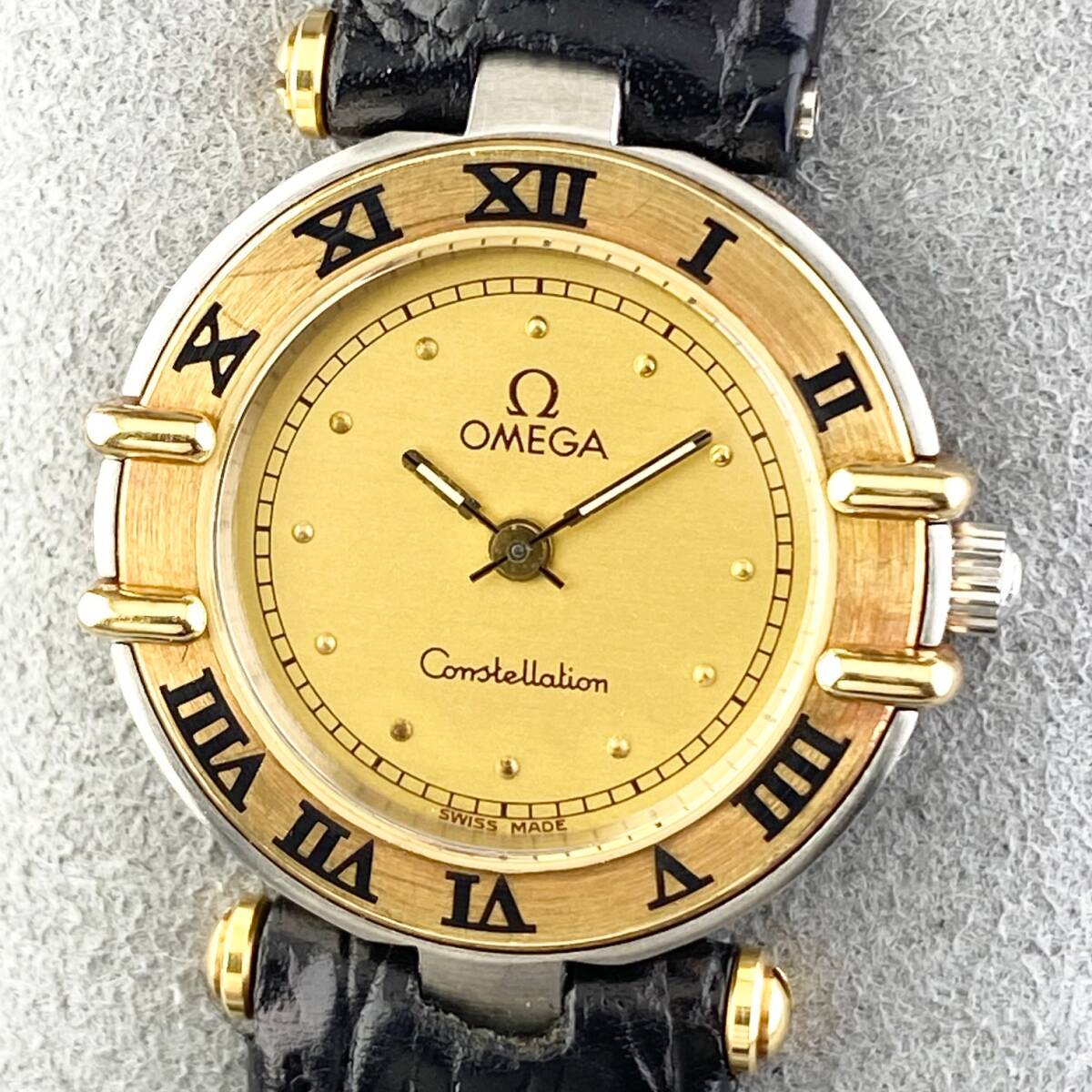 【1円〜】OMEGA オメガ 腕時計 レディース Constellation コンステレーション ゴールド文字盤 ローマン ラウンドフェイス 正規品_画像1