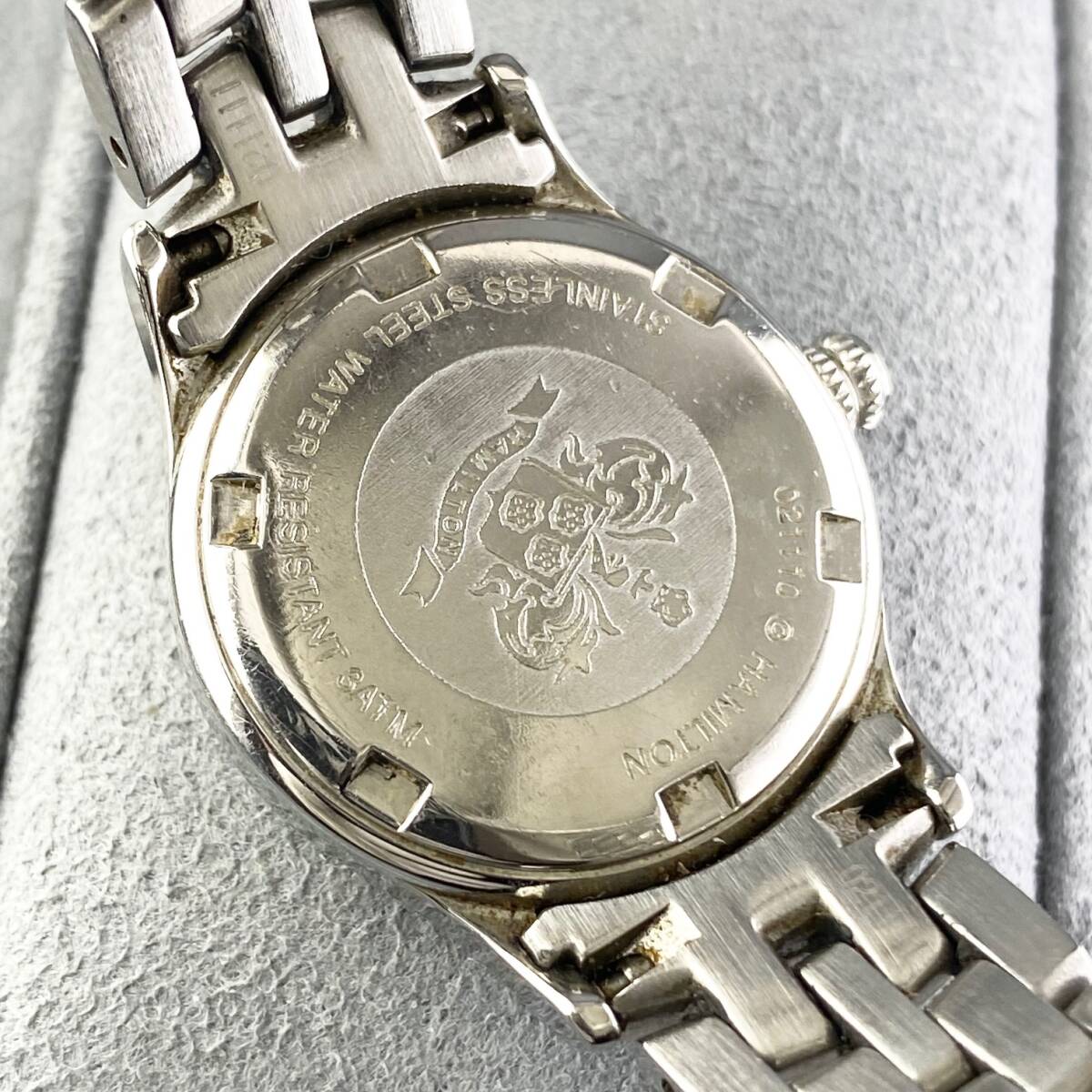 【1円〜】HAMILTON ハミルトン 腕時計 レディース 021110 ホワイト文字盤 ラウンドフェイス デイト 可動品_画像6
