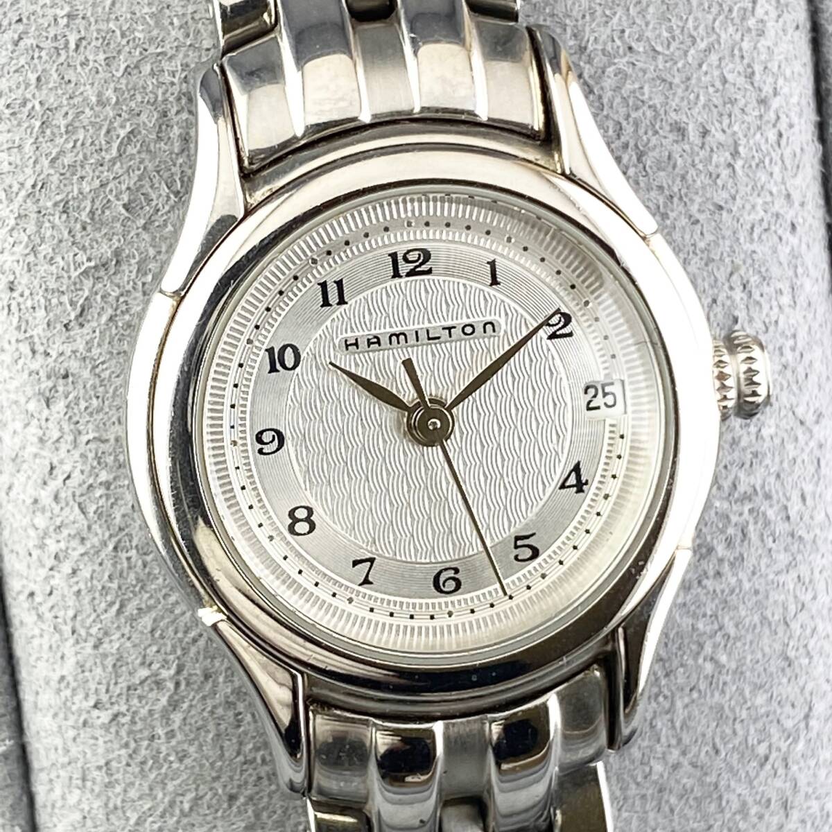 【1円〜】HAMILTON ハミルトン 腕時計 レディース 021110 ホワイト文字盤 ラウンドフェイス デイト 可動品の画像4