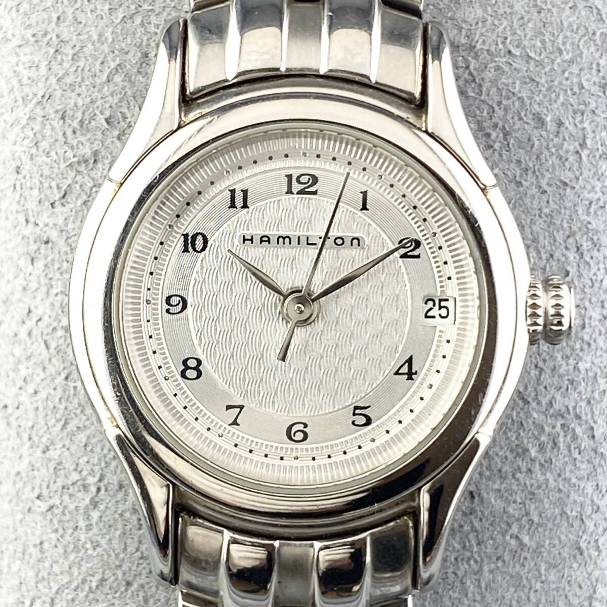 【1円〜】HAMILTON ハミルトン 腕時計 レディース 021110 ホワイト文字盤 ラウンドフェイス デイト 可動品_画像8