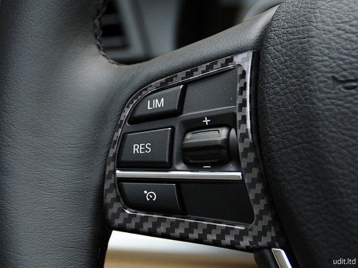 BMW用 F10系 カーボン ステアリング スイッチ フレーム カバー パネル トリム F07F10F11F18F06F12F13 ハンドル 電話 オーディオ_取り付けイメージです。