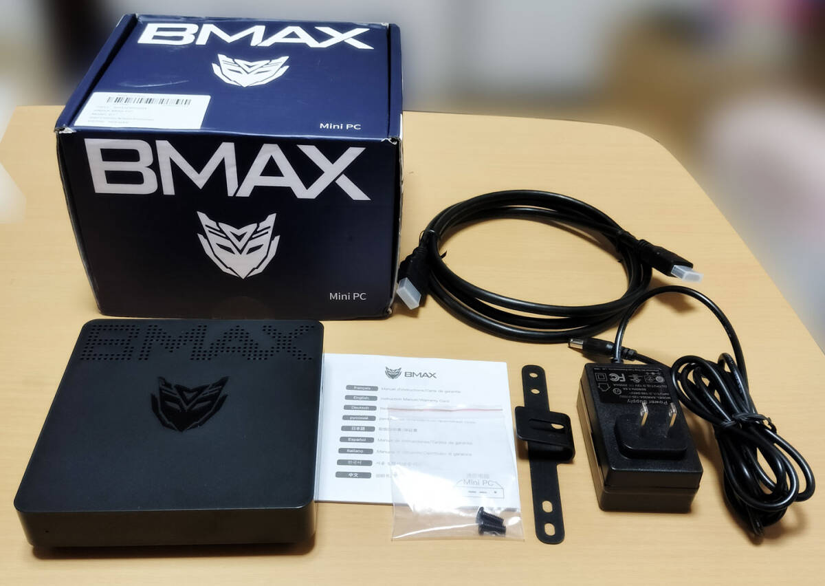 中古美品 BMAX B1 静音ミニPC Celeron N3060 メモリ4GB eMMC64GB Windows10Pro 64bit_画像1