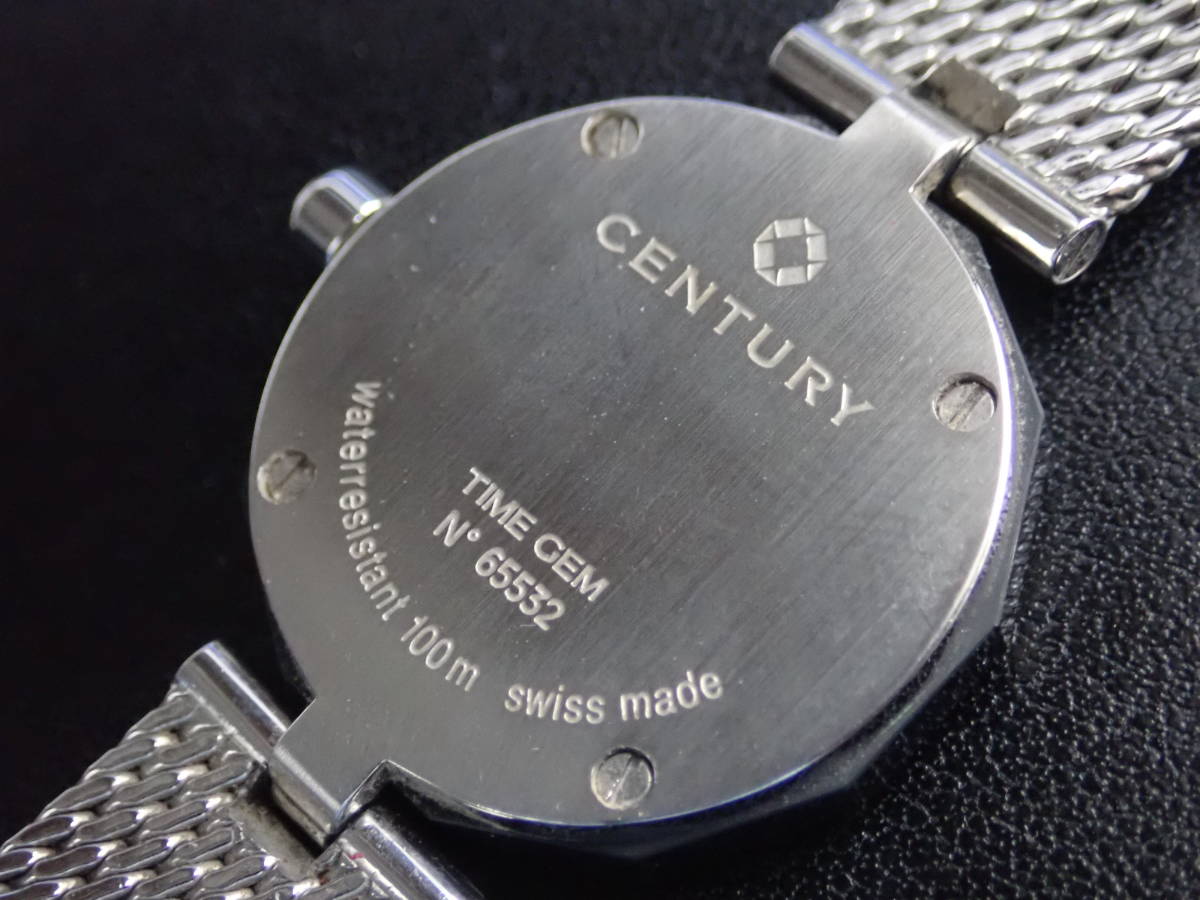 CENTURY センチュリー TIME GEM ジェム シェル文字盤 12P ダイヤ レディース 腕時計 2019.03月電池交換済み タイム