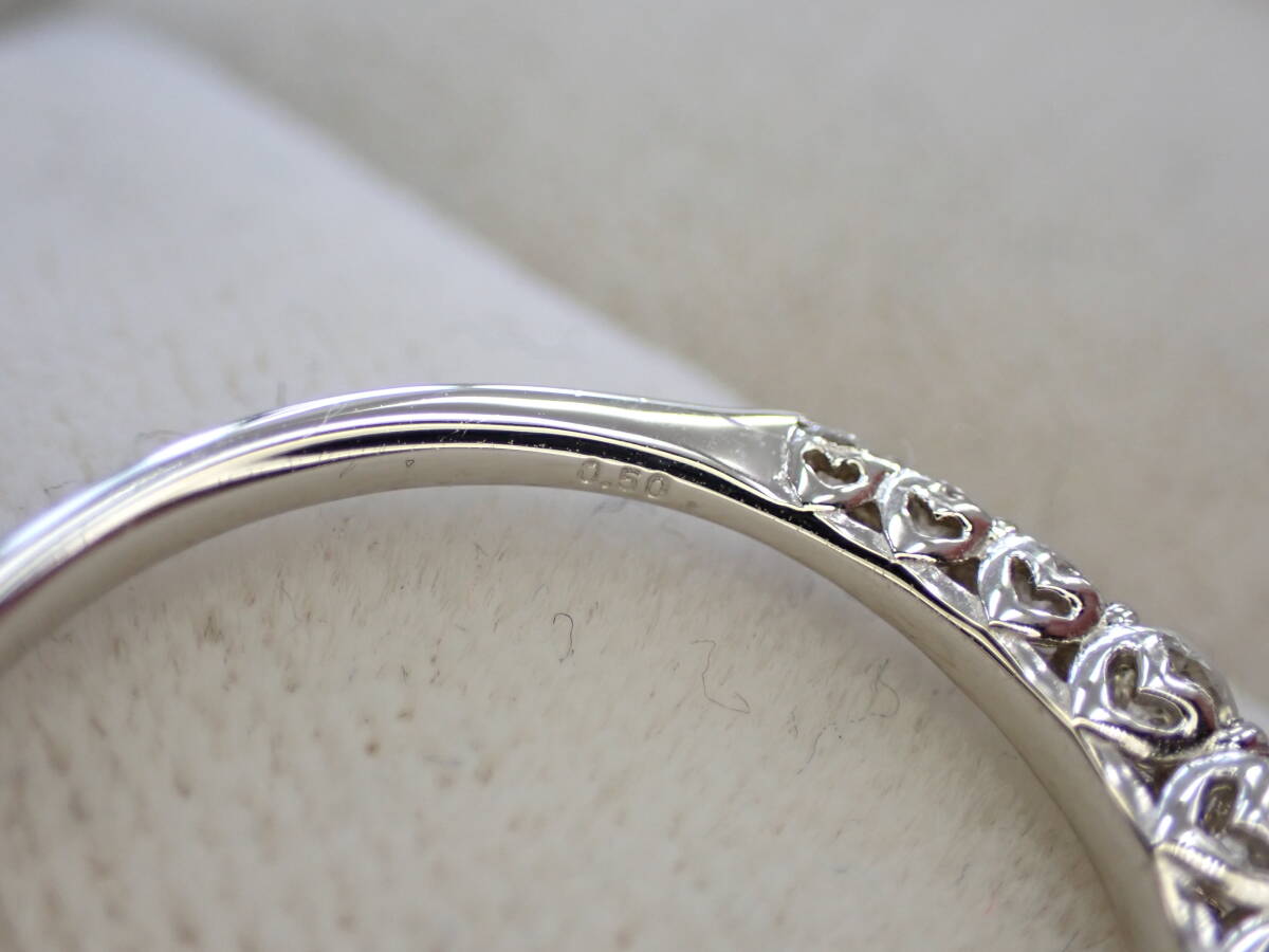 極美品 Pt950 プラチナ ダイヤ計0.50ct デザイン リング 指輪 レディース アクセサリー　a_画像6