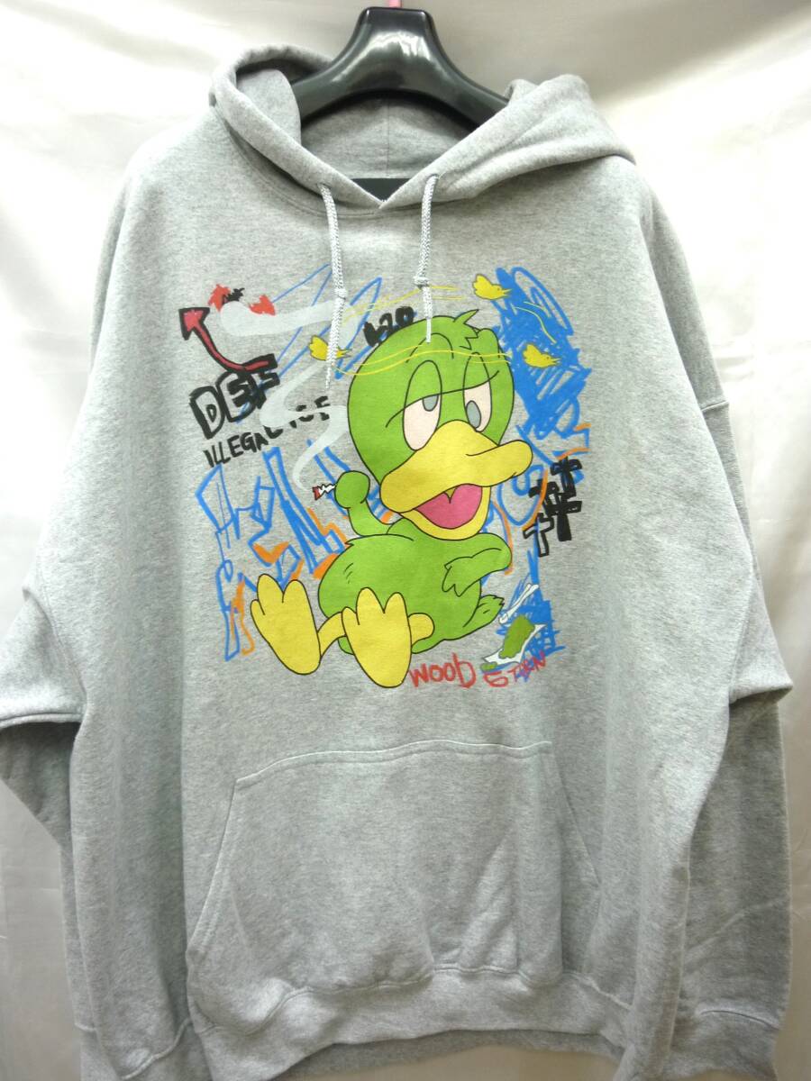 ZAC VARGAS ザックバルガス DACK GRAFFITI hoodie ダック グラフィティ フーディー パーカー グレー ヴィンテージ加工（95）a_画像1