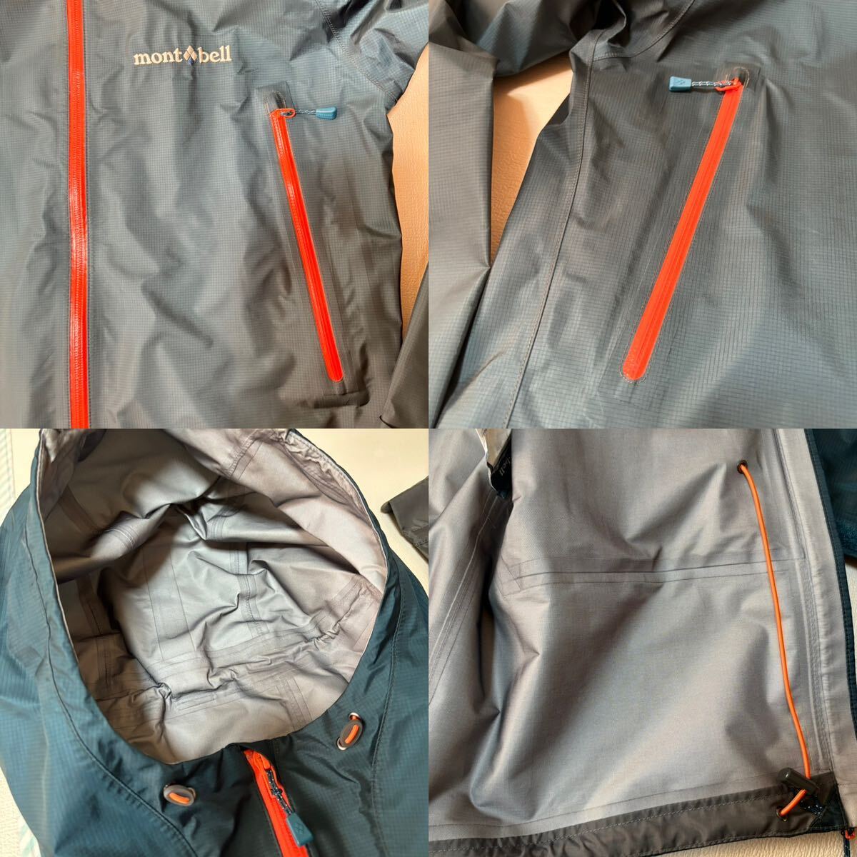 【極美品】モンベル ストームクルーザージャケット ブルーグリーン Mサイズ mont-bell ゴアテックス GORE-TEX アウトドア レインウェアの画像9